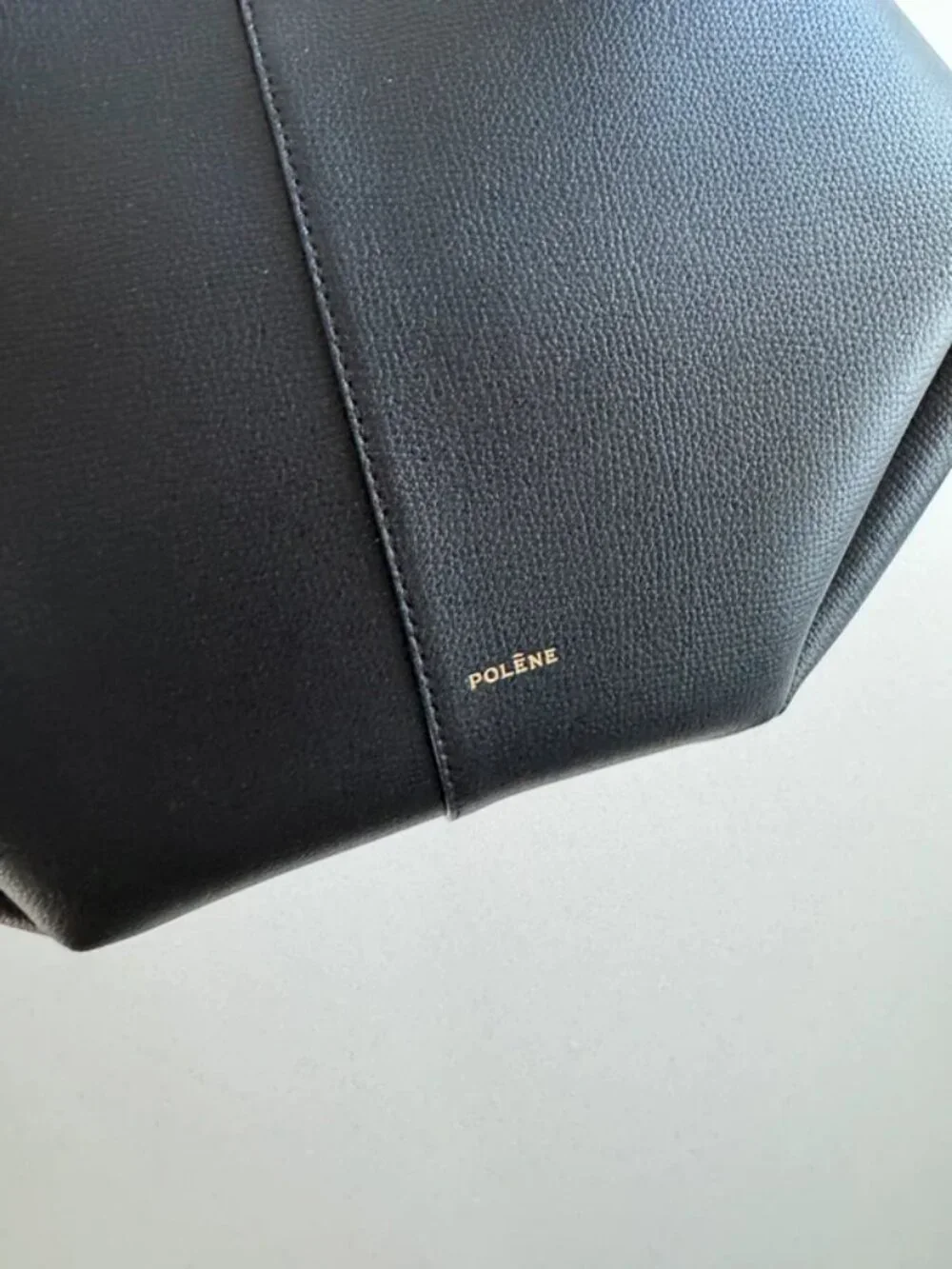 ✨ Polene Cyme Mini Black Grained Leather Tote Bag